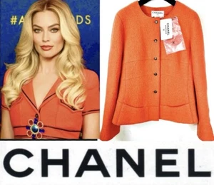 Mint Chanel Vintage 1999 Barbie Red Orange Tweed Jacket 36 38 40 4 6 8 Coat S M - Picture 1 of 23