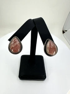 925 Signed Nicky Butler rhodochrosite earrings - Picture 1 of 1