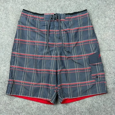 Pantalones Cortos de Natación Speedo Para Hombres Grandes Gris Rojo Malla Forrados Traje de Baño Carga Surf Playa Foto 1 de 4