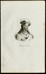 Portrait de Jeanne d'Arc. Gravure ancienne. Pucelle d'Orléans. - Imagen 1 de 3