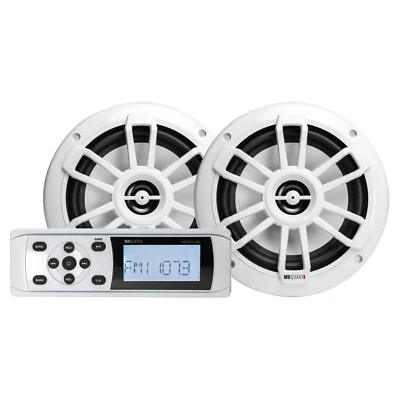 MB QUART MDR2.0S2W Marine Receiver w/Bluetooth+(2) 6.5" 160w Speakers in White - Image 1 of 4
