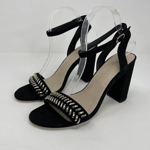 SANDRO Paris Strappy Heels Women 40 US 9 Black Suede 4" Heels Ankle-Strap Sandal - Picture 1 of 12