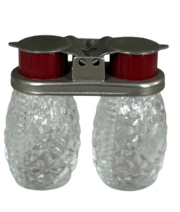 Red Vintage 1930s Travel Spring Top Glass Bakelite Salt And Pepper Shakers - Picture 1 of 4