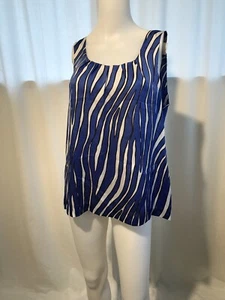 Blusa para mujer DANA BUCHMAN informal carrera sin mangas talla mediana estampado audaz - Imagen 1 de 7
