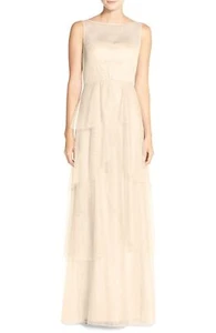 Donna Morgan 'Hyacinth' Illusion Yoke Tiered Gown Sz 0 Blush - Picture 1 of 2