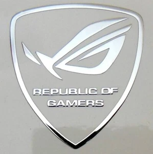 Asus Republic of Gamers Silber Chrom durchsichtiger Aufkleber 29 x 26,5 mm ROG - Bild 1 von 2