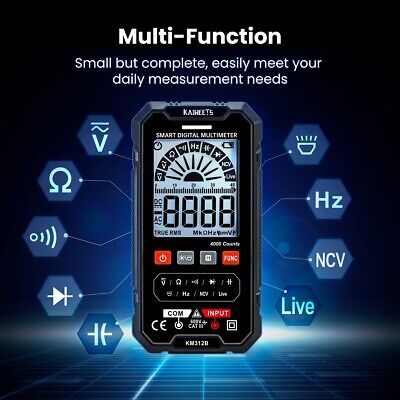 NCV Digital Multimeter AC DC Voltage Tester Smart Meter Capacitance Resistance • 16.14£