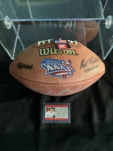 Tedy Bruschi #54 Autographed Super Bowl XXXVI Football NFL NE Patriots - COA