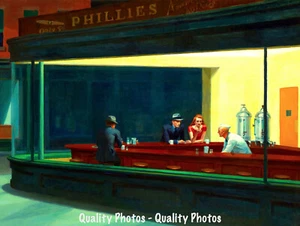Nighthawks 8,5x11" Impresión fotográfica Edward Hopper Nighttime City Diner Pintura Arte - Imagen 1 de 1