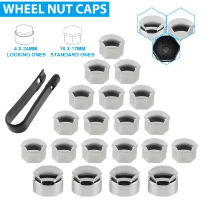 17mm Standard Wheel Lug Nut Bolt Center Cover 24mm Locking Cap For VW For Audi - Image 1 of 4