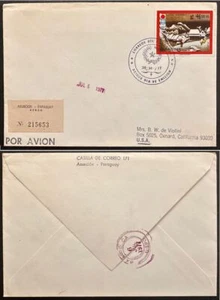 1977 Paraguay #1410 on registered cover to US (not FDC); Japan Winter Olympic *d - Picture 1 of 3