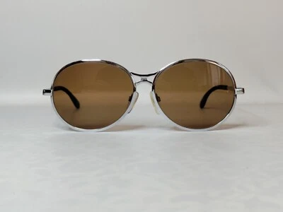 老式 70 年代 RODENSTOCK BERNINA 银金属椭圆形太阳镜德国制造 #K99 — 第 1/4 张图片