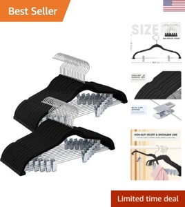 36er Pack Schwarz Samt Kleiderbügel, Hosenbügel mit Clips Verstellbar, Filzbügel... - Bild 1 von 8