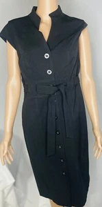 Calvin Klein Women’s size 10 Black Sheath Shirt dress Cap Sleeve Career Classic - Picture 1 of 7