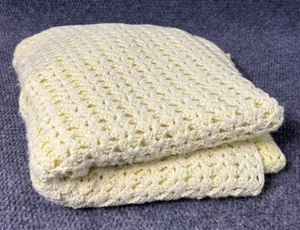 Afghan 64”x54” Yellow Throw Blanket Warm Knit Crochet Style Bed Couch - Picture 1 of 5
