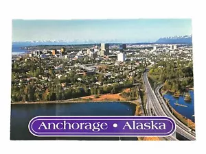Vtg Anchorage Alaska Bird’s-Eye Panorama Postcard - Polar Bear Prints ACE-948 - Picture 1 of 2