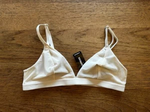 EXPRESS Ivory Mesh Medium Unlined Wireless Triangle Adjustable Bralette NWT - Picture 1 of 2