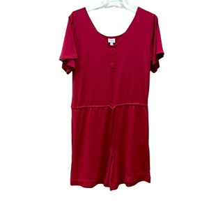 L Lularoe Xoe Romper Solid Bright Pink magenta purple Large Jumper short sleeve - Picture 1 of 12