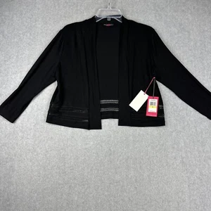 Vince Camuto Cardigan Womens M Black Open Front Tunic Casual Stretch NWT $69 - Picture 1 of 6