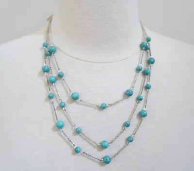 CHAPS RALPH LAUREN triple strand faux turquoise necklace NWT - Изображение 1 из 4