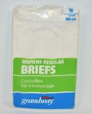Vintage Grandway Regular Briefs Size 16 White Cotton Underwear Granny Panties