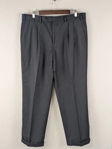 Lauren Ralph Lauren Pants Mens 36x30 (Fit 37x29) Gray Classic Pleated Cuffed - Picture 1 of 7