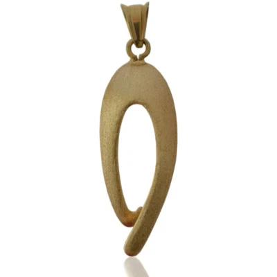 Ciondolo per donna Ovale stilizzato in argento 925 satinato placcato oro giallo - Immagine 1 di 2