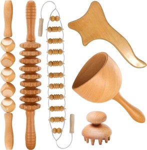 6X Wood Therapy Massage Lymphatic Drainage Anti Cellulite Massager Tools Gift AU - Picture 1 of 7