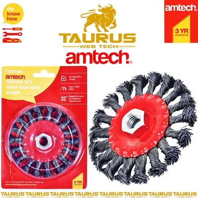 AMTECH-TOOLS AMTECH 100mm 4" Twist Knot Wire Wheel BRUSH Angle Grinder DIY Garage UK FREE P&P