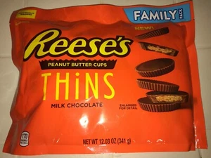 REESE'S Peanut Butter Cups Thins Family Size Bag Milk Chocolate 12.03 oz - Picture 1 of 4