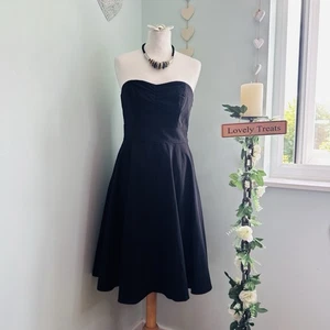 Coast Black Strapless Midi Dress Size 10 , Swing Skirt - Picture 1 of 8