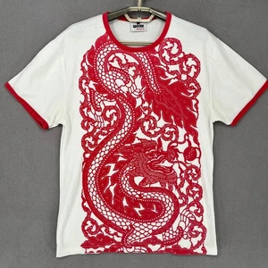 Work By Eaksak Shirt Mens Large Red White Y2K All Over Print Ringer 90s Retro - Foto 1 di 14