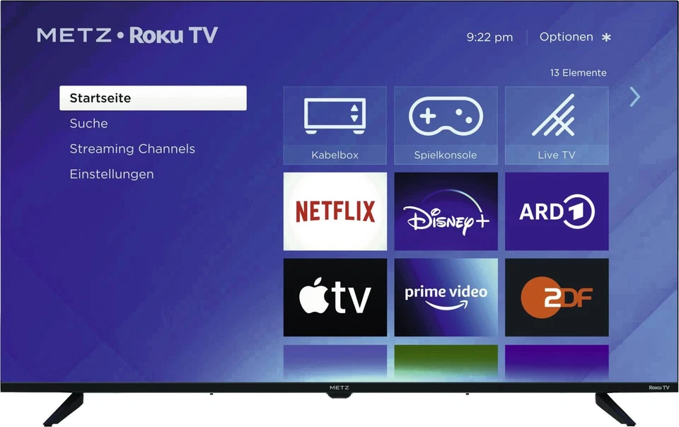 Metz Blue Roku Fernseher Smart TV 40MTF3001Z 40 Zoll Full HD LED Triple Tuner