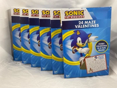6 Boxes of Sonic the Hedgehog 24 Maze Valentines Day Kids Cards - Image 1 of 3