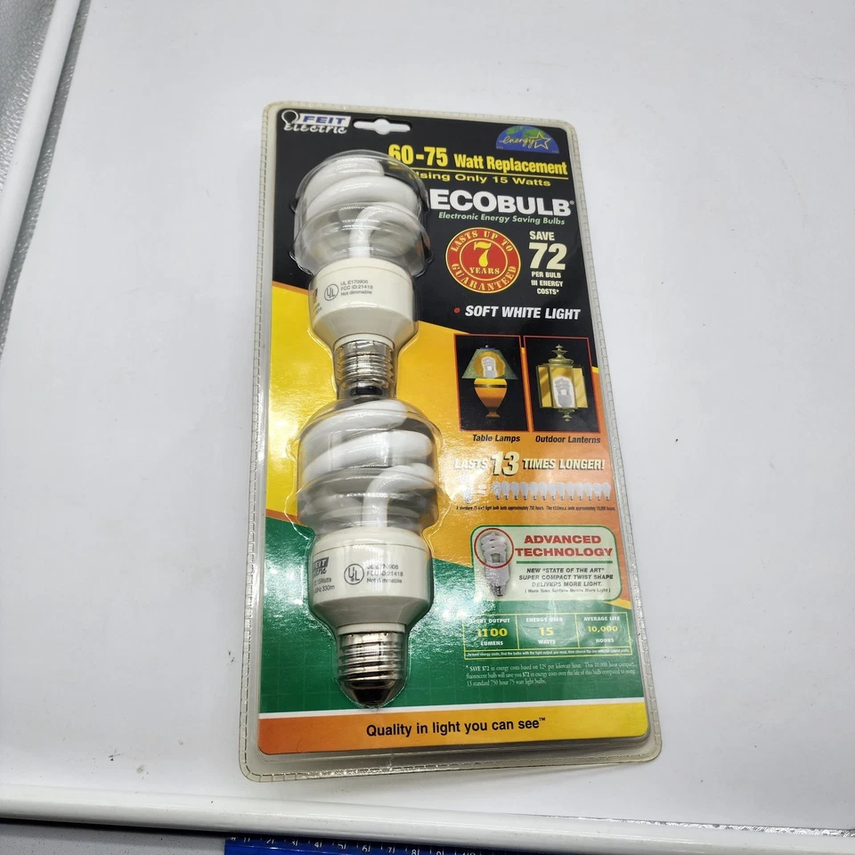 FEIT ELECTRIC COIL-TWIST-SPIRAL 60-75Watt Ecobulb 1100 Lumens 1 pack; 2 bulbs - Image 1 of 3