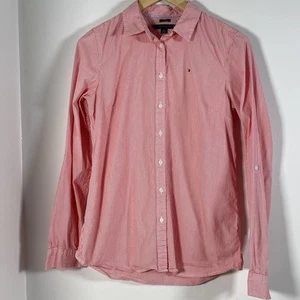 Impresionante Camisa Tommy Hilfiger Damas 100% Algodón Talla Pequeña Rojo/Blanco Rayas - Imagen 1 de 5