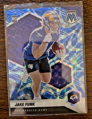 2021 Panini Mosaic #381 Jake Funk Prizm Reactive Blue RC - Image 1 of 2