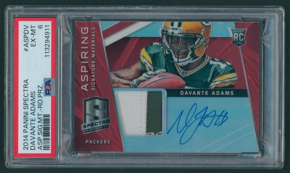 2014 Spectra Davante Adams Aspiring RPA RC Auto Patch Red Prizm /4 Packers - Image 1 of 4