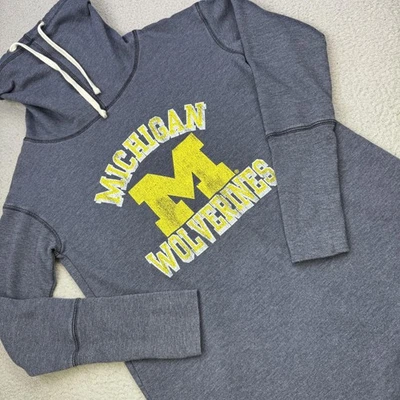 Michigan Wolverines Hoodie Womens Medium Blue NCAA Football Made USA Cowl Neck - Image 1 of 4