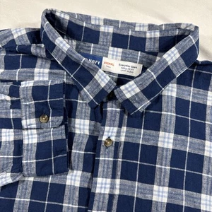 Old Navy Shirt Men 4XL Tall Linen Blend Blue/White Plaid Button L/S Regular Fit - Picture 1 of 7