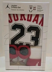 Nike Jordan Jersey 23 3-piece Newborn Baby Set 6-12 Months Bodysuit Hat Booties - Picture 1 of 1