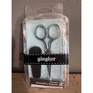 Gingher Curved Embroidery Scissors 4 Inch with Leather Sheath New in Package - Picture 1 of 2