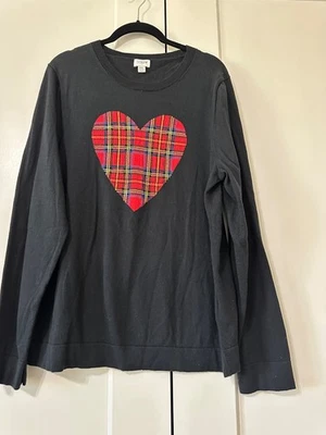 J Crew черный свитер с красный Tartan сердце размер XXL EUC так стильный! (11) - Изображение 1 из 4