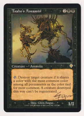 Signed Tsabo's Assassin Proof LP Invasion Artist Glen Angus 2000 MTG Magic AP! - Image 1 of 2