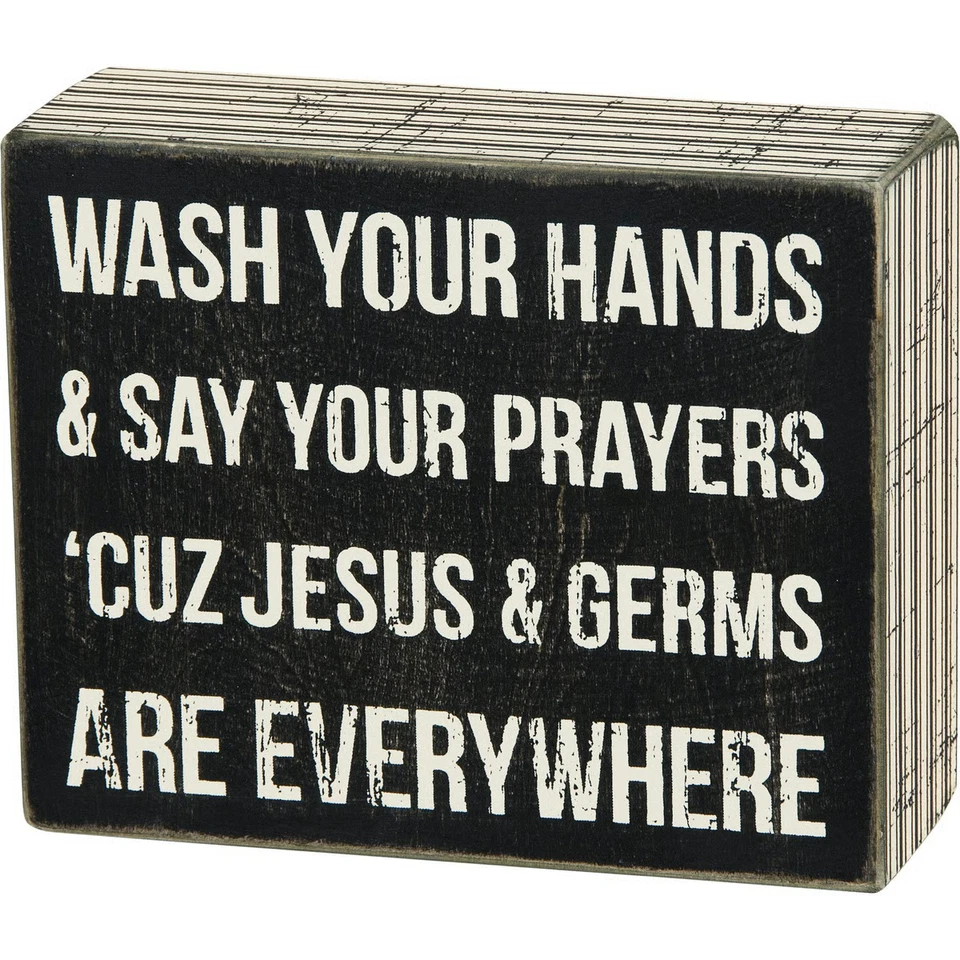 Classic Wooden Box Sign - Jesus & Germs Home Decorative Collectible - Image 1 of 1