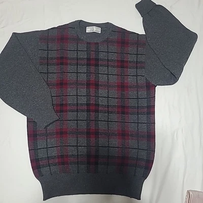 Lyle & Scott Men's Wool/Cashmere Crew Neck Sweater Red/Grey/Black Plaid SZ M / L - Image 1 of 4