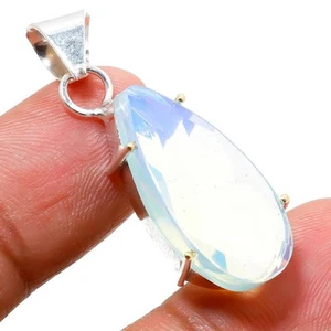 Milky Opalite Pear Shape Gemstone Handmade Antique Jewelry Pendant 1.8" SR 920 - Picture 1 of 6