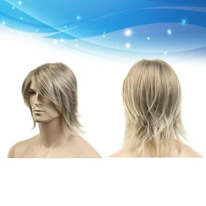 Herrenperücke Seitenfransen Kurzhaar Netz Perücke Set Hochtemperatur Draht Perücke Deko - Bild 1 von 12