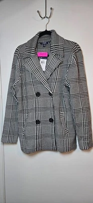 Mujer Chaps Ralph Lauren Suéter Blazer Grande Pata de Gallo Negro Blanco Nuevo con Etiquetas Foto 1 de 4