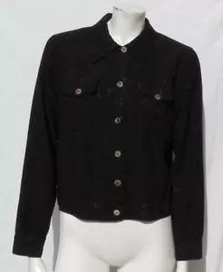 CITRON Santa Monica Black Lightweight Rayon Jacquard Cropped Jacket Top US XS S - Picture 1 of 6